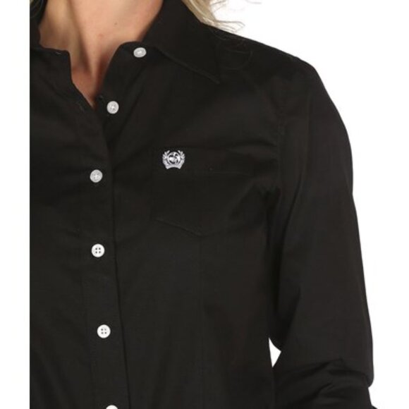 Cinch Black Button Down Shirt for Women - Flawed - Picture 2 of 8